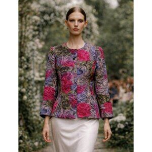 Cezanne Floral Silk Quilted Cottage Garden Party English French Country Jacket 6